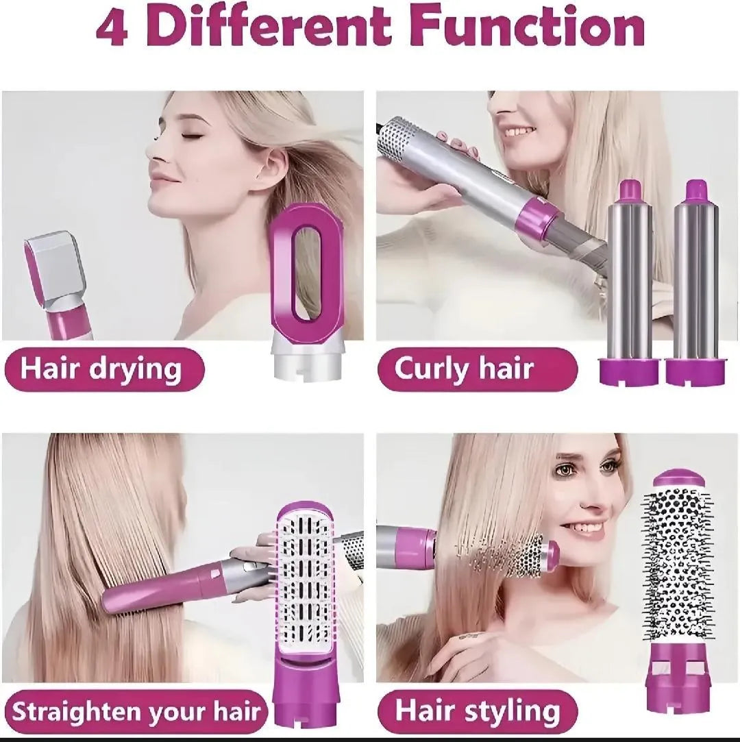 5 in 1 Hair Styler Pink Silver Frizz Free