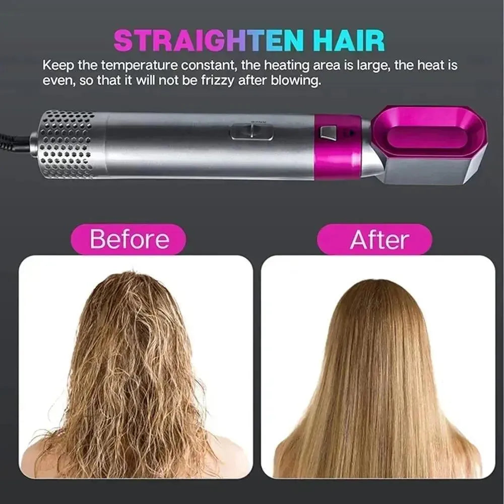 5 in 1 Hair Styler Pink Silver Frizz Free