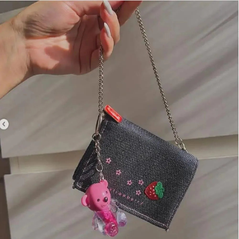 Teddy Bear Lip Oil Set 6pcs Glossy Pink Keychain