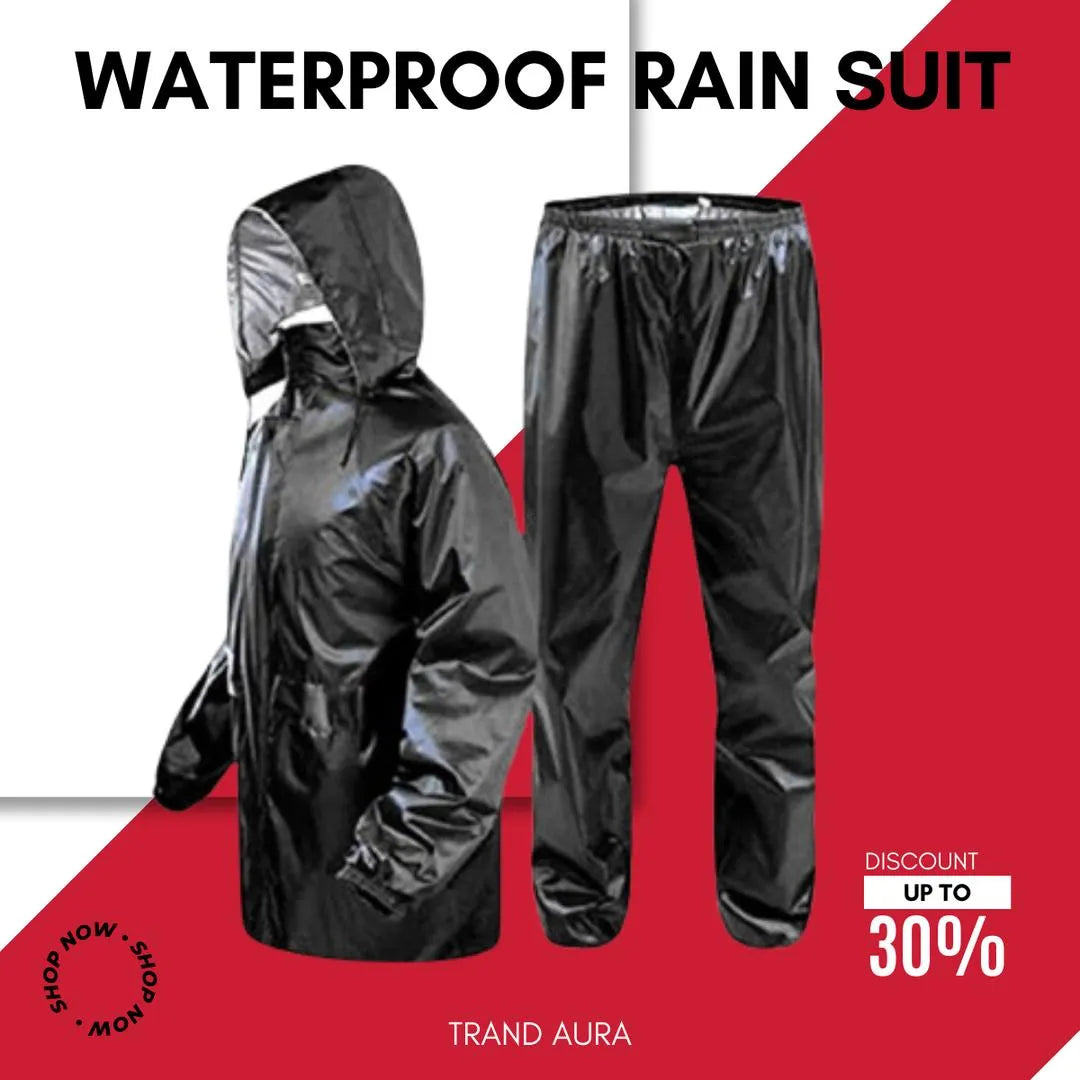 Waterproof Black 2-Piece Parachute Raincoat