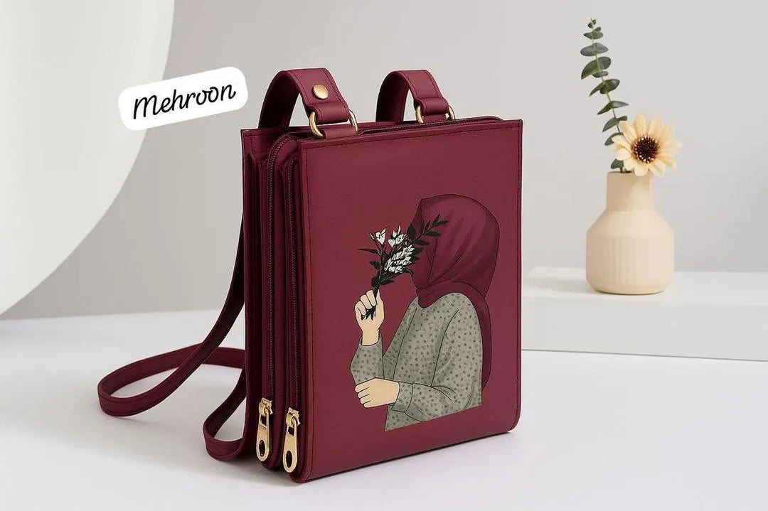Maroon Printed Cross body Bag For Women Unisex
