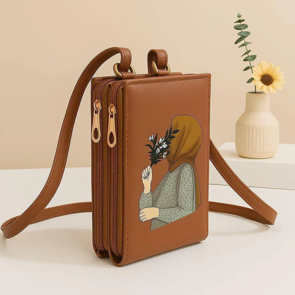 Maroon Printed Cross body Bag For Women Unisex