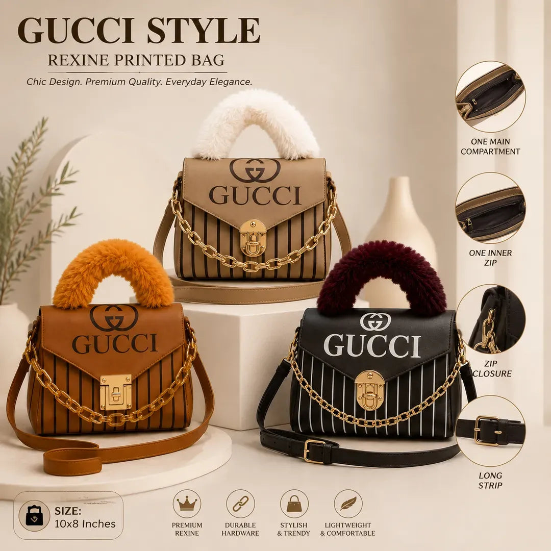 Gucci Style Rexin Printed Handbag