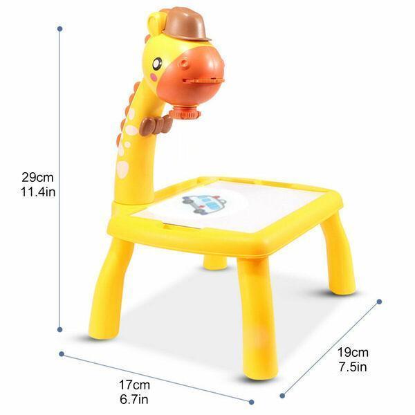 Kids Drawing Table & Projector Set Yellow & Pink Plastic