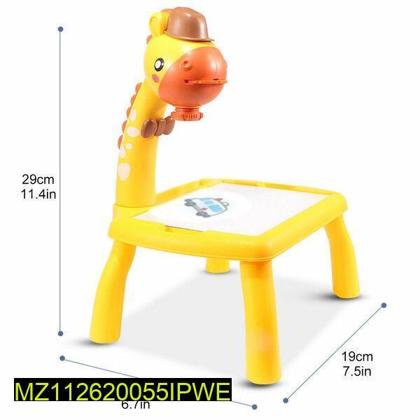 Kids Drawing Table & Projector Set Yellow & Pink Plastic