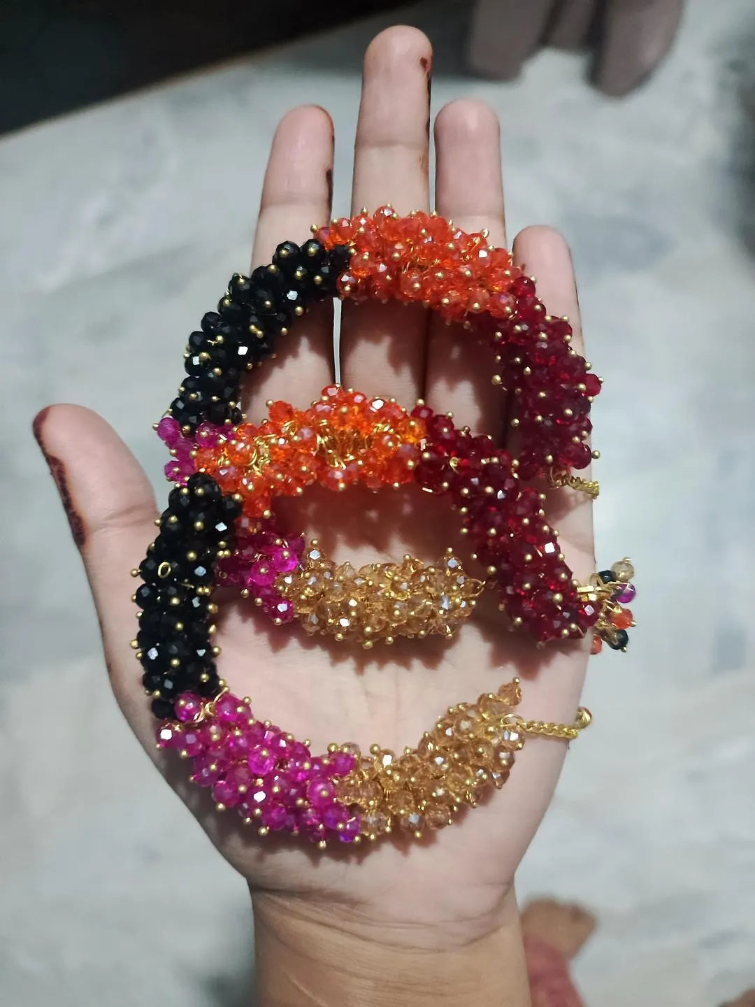 Adjustable Black Crystal Gajrey Bracelet For Women
