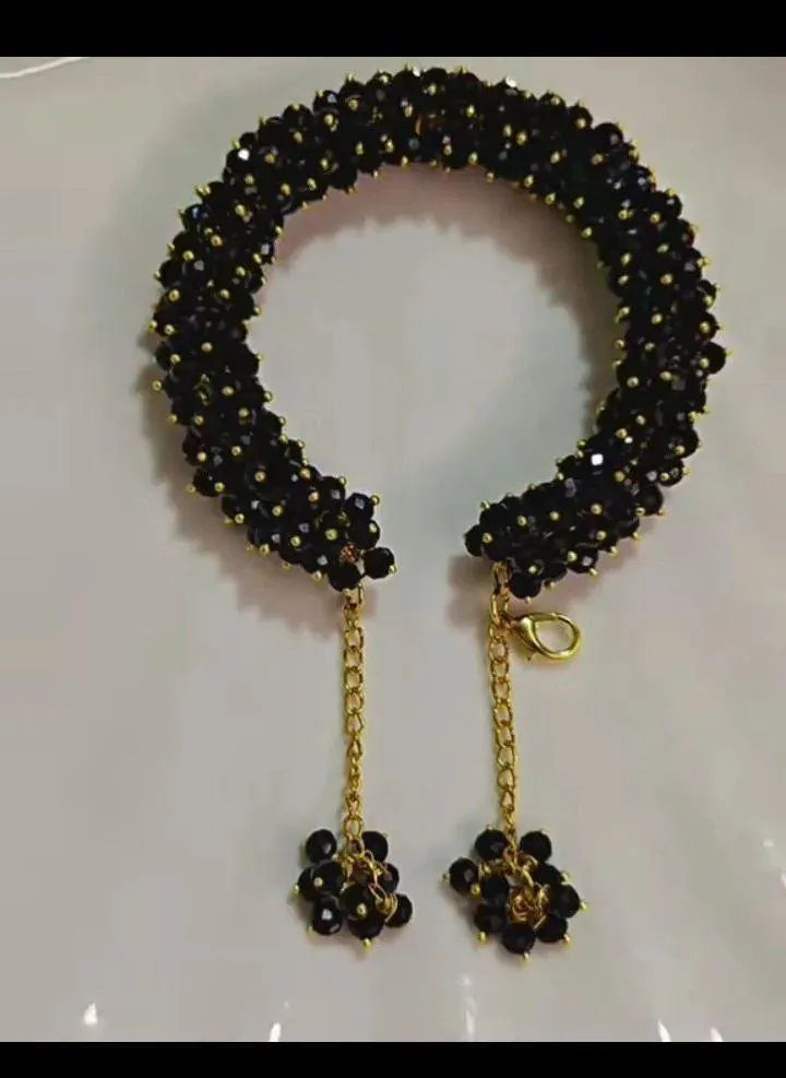 Adjustable Black Crystal Gajrey Bracelet For Women