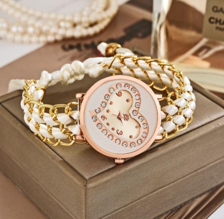 Heart Shaped Braided Bracelet Watch For Women