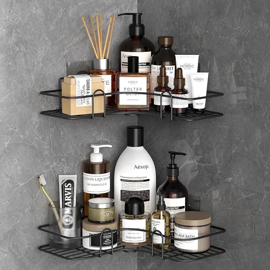 Stainless Steel Corner Bathroom Shelf Black 1 Piece