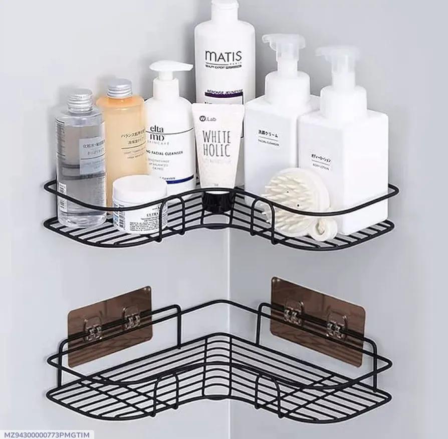 Stainless Steel Corner Bathroom Shelf Black 1 Piece